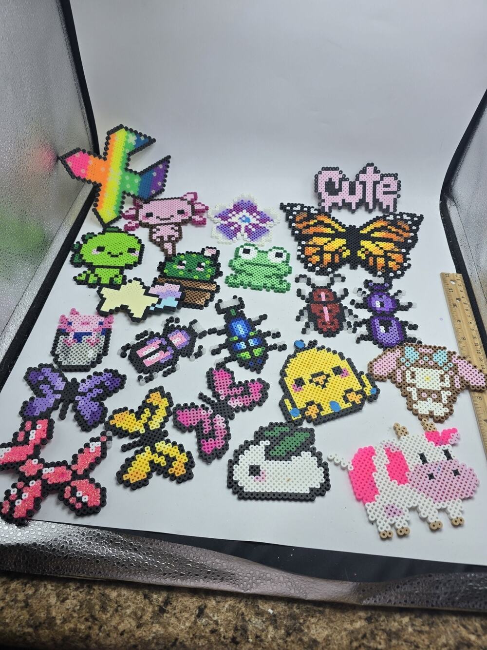 Lot Of Rainbow Anime Kawaii Cute Handmade Perler Beads Bugs Butterfly
